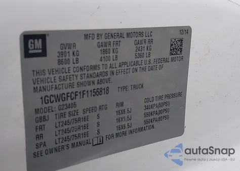 2015 Chevrolet Express 2500 Work Van from USA, damaged, VIN 1GCWGFCF1F1156818